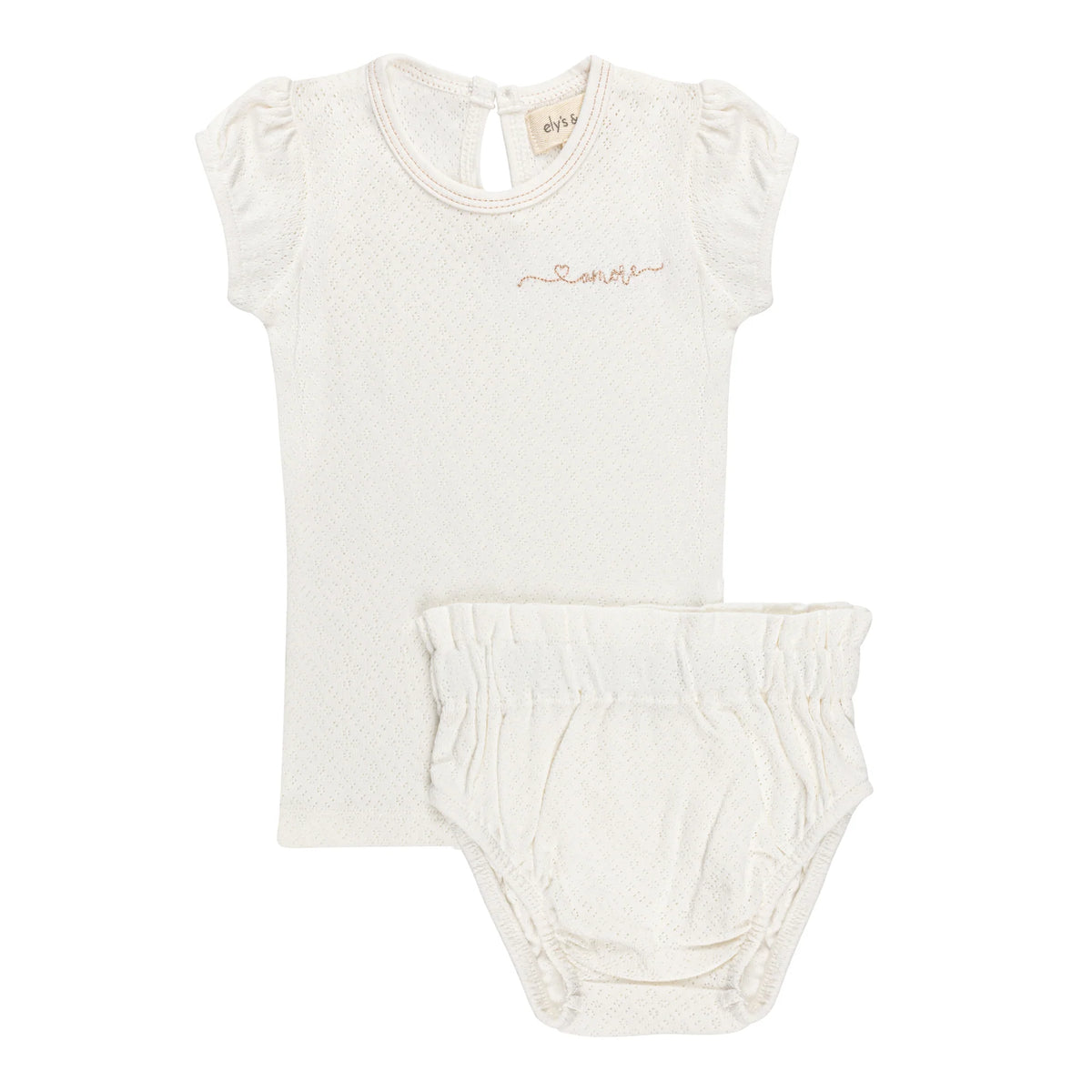 Elys & Co Amore Pointelle Top & Bloomers Set