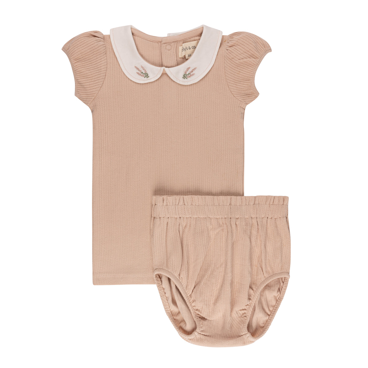 Ely's & Co Embroidered Collar Top & Bloomers Set