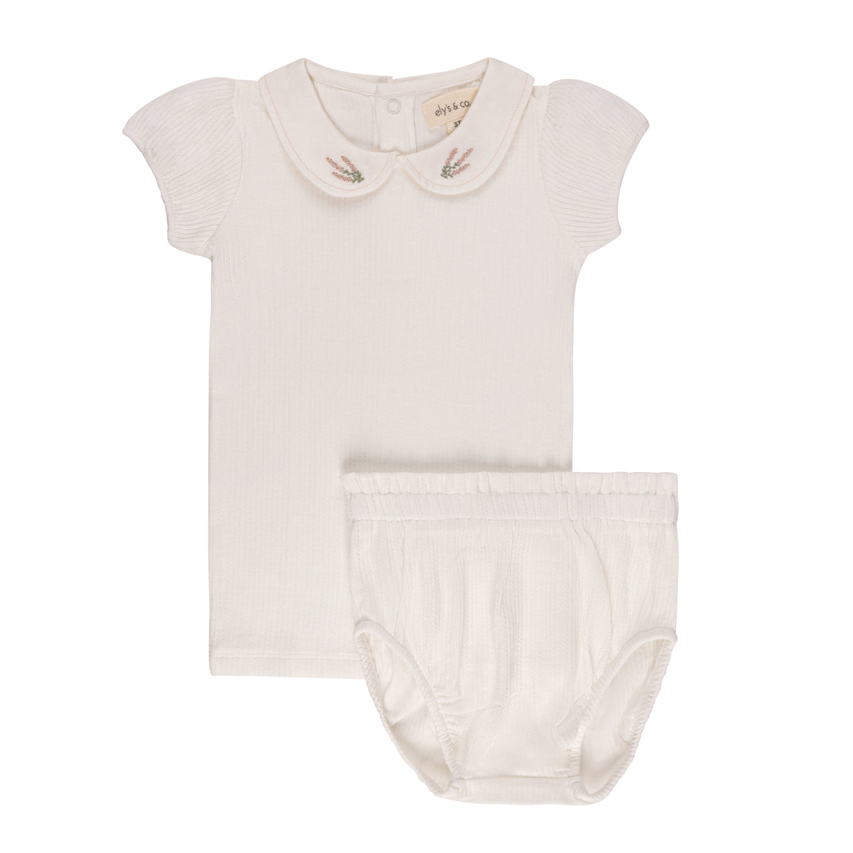 Ely's & Co Embroidered Collar Top & Bloomers Set