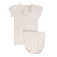 Ely's & Co Embroidered Collar Top & Bloomers Set