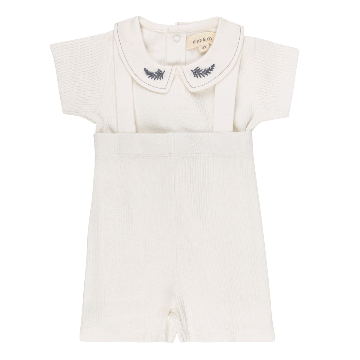Ely's & Co Embroidered Collar Top & Bloomers Set