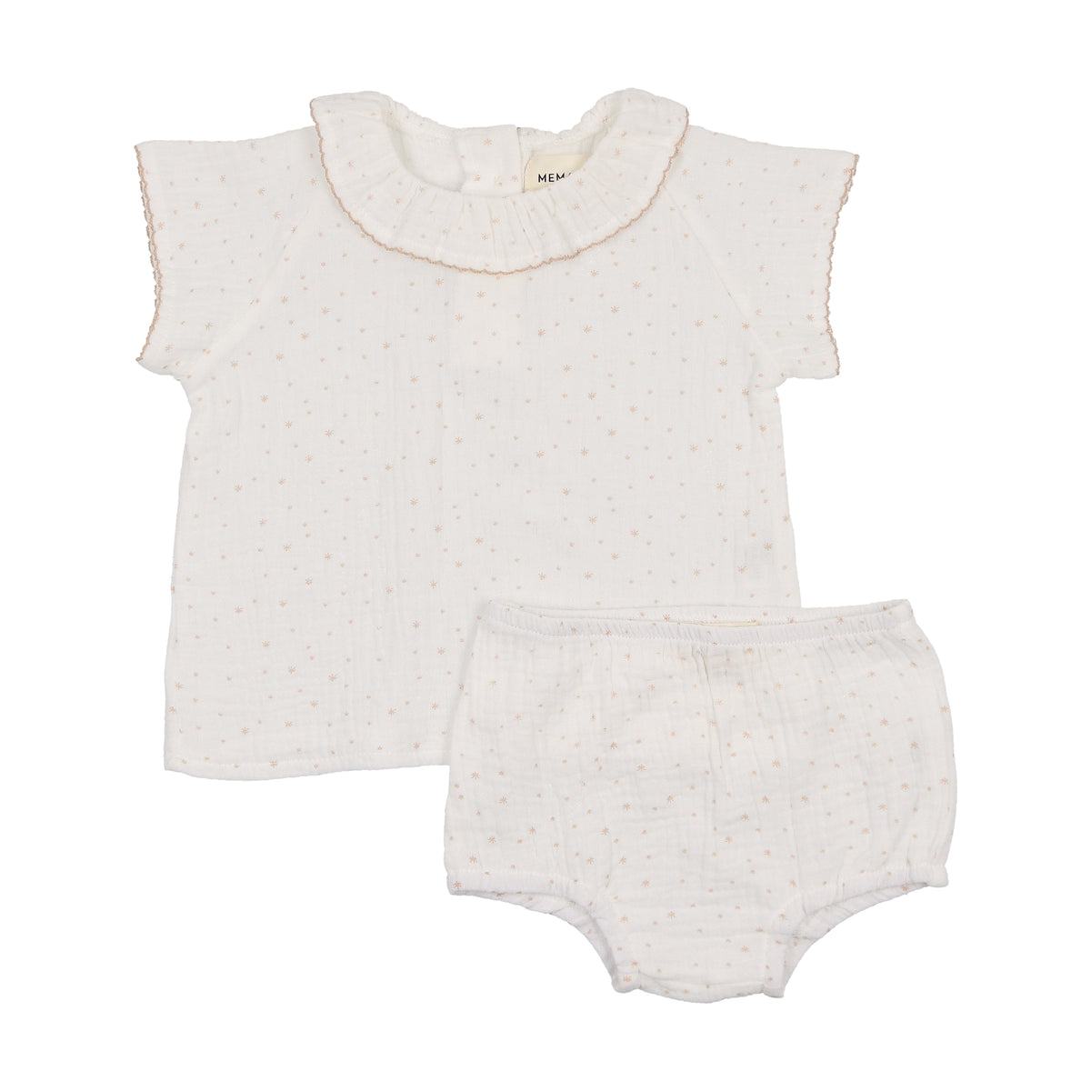 Mema Knits Gauze Collared Top & Bloomers Set