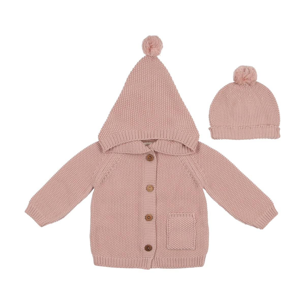 Mema Knits Hooded Knit Sweater & Beanie