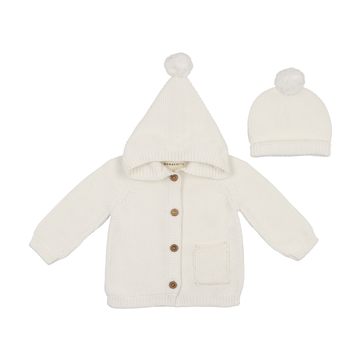 Mema Knits Hooded Knit Sweater & Beanie