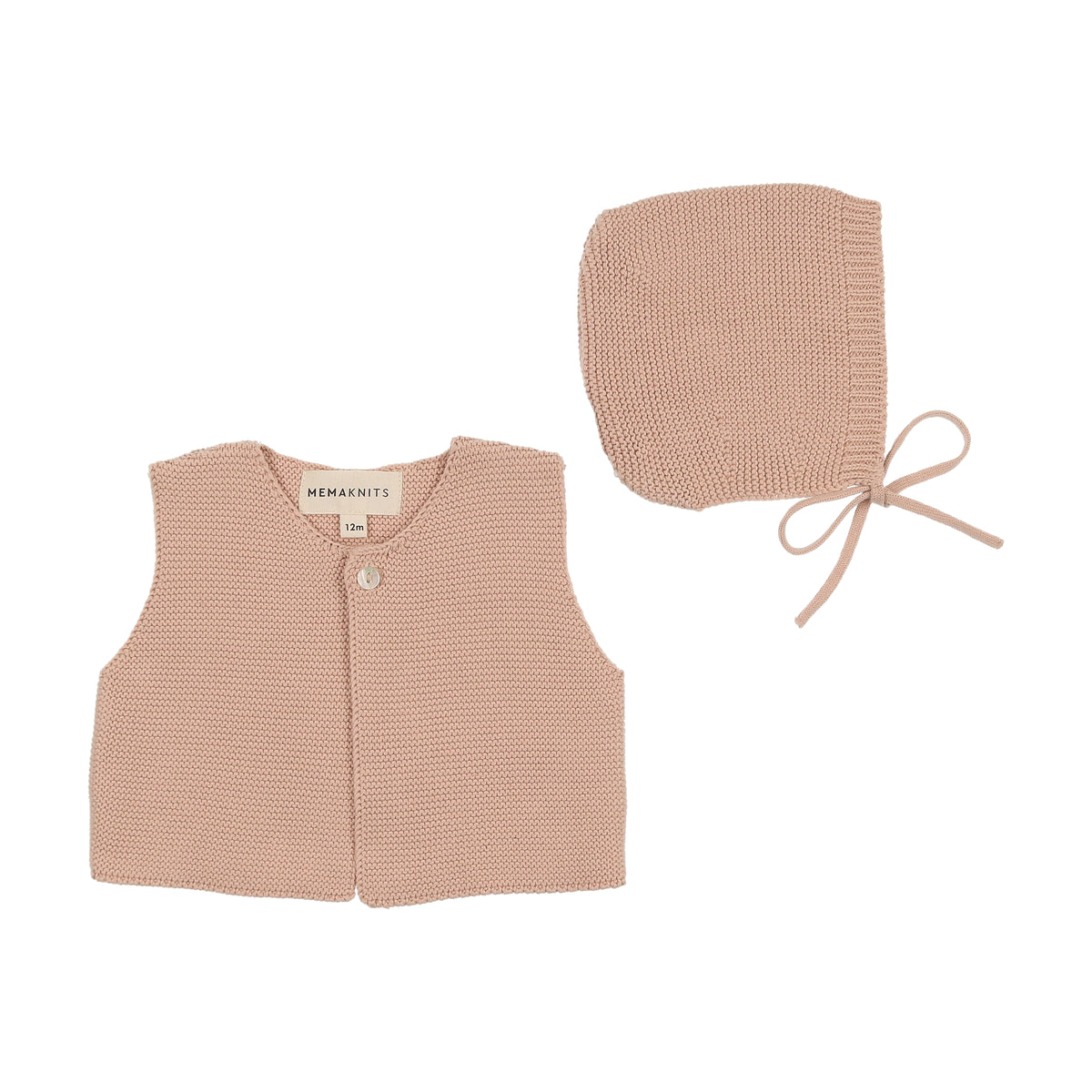 Mema Knits Knit Cropped Vest & Bonnet