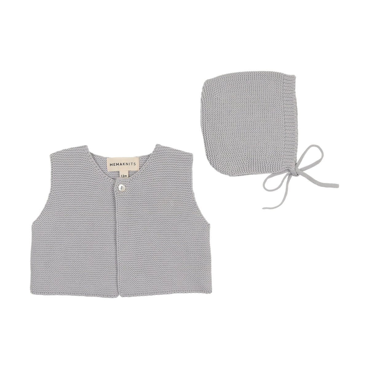Mema Knits Knit Cropped Vest & Bonnet