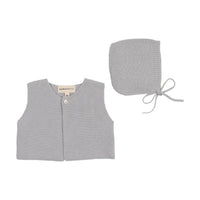 Mema Knits Knit Cropped Vest & Bonnet