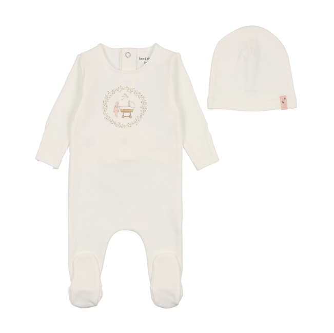 Bee & Dee Gingham Cradle Footie & Beanie