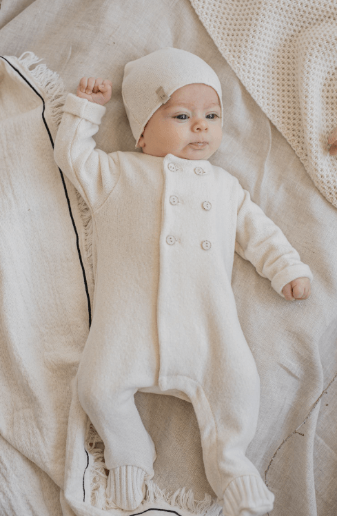 1 + in the Family Abel Ecru Footie & Beanie