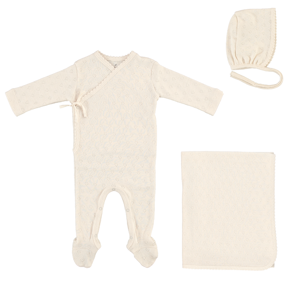 Bebe Organic Pointelle Heart Wrap Layette Set - Natural – Babys
