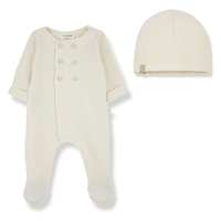 1 + in the Family Abel Ecru Footie & Beanie