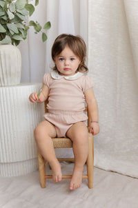 Ely's & Co Embroidered Collar Top & Bloomers Set