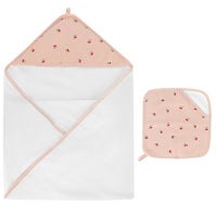 Elys & Co Printed Hooded Towel and Washcloth Set - Red Cherry