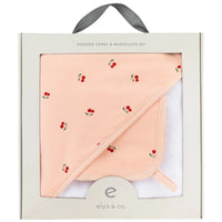 Elys & Co Printed Hooded Towel and Washcloth Set - Red Cherry