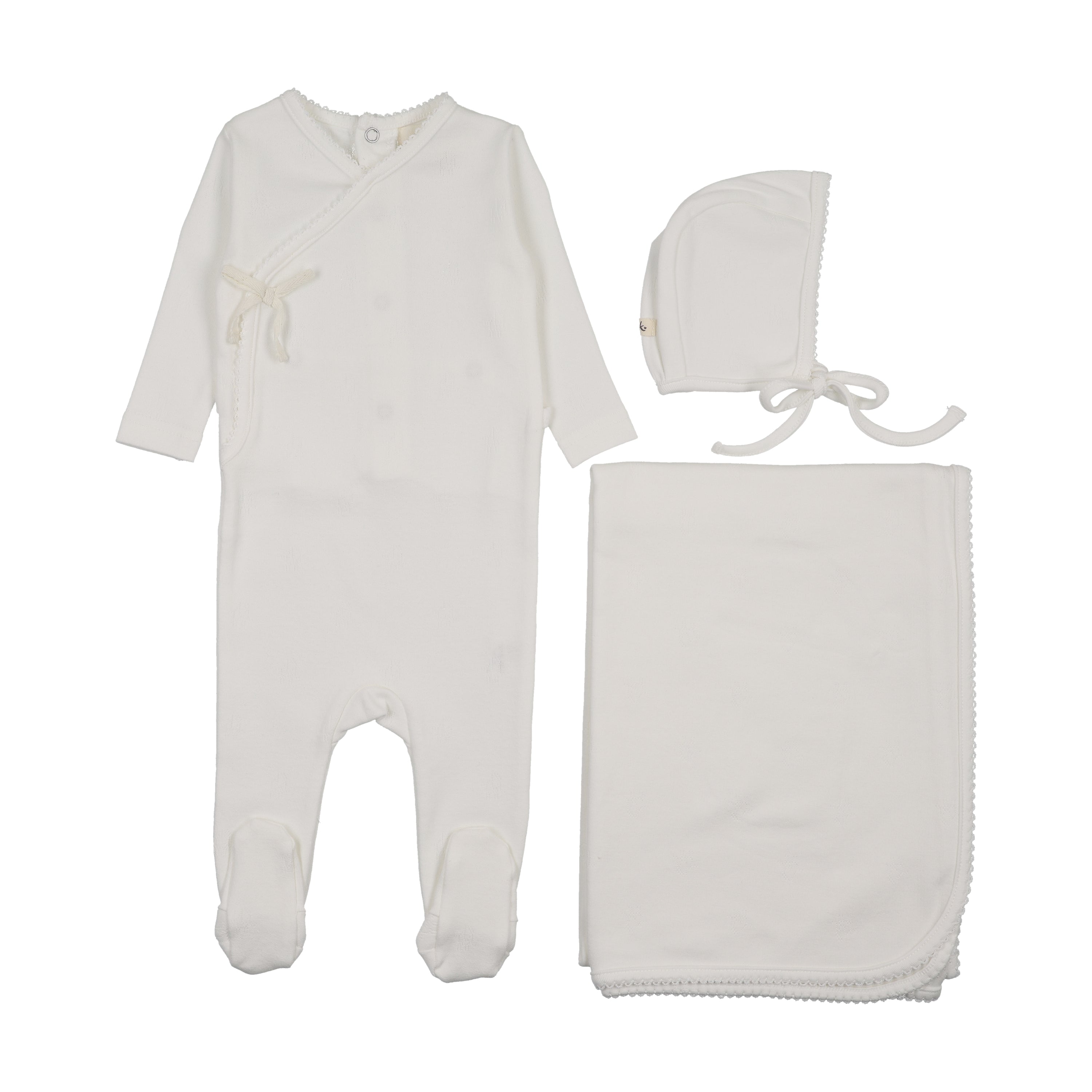 Mema knits Pointelle Layette Set SS26- Ivory