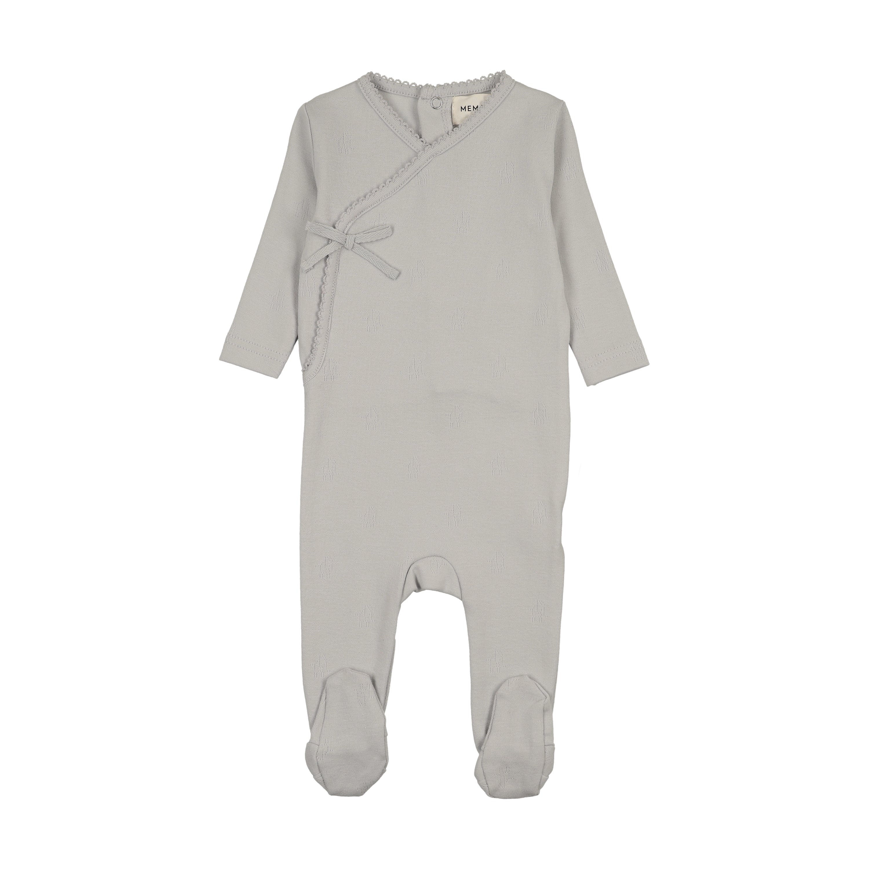 Mema Knits Pointelle Footie SS26 - Gray Dawn