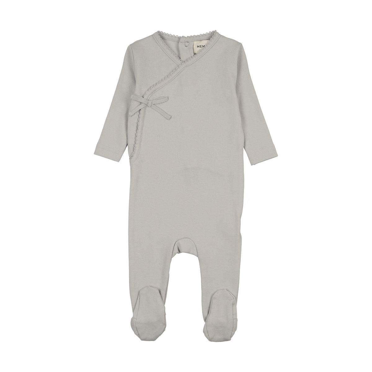 Mema Knits Pointelle Footie SS26 - Gray Dawn