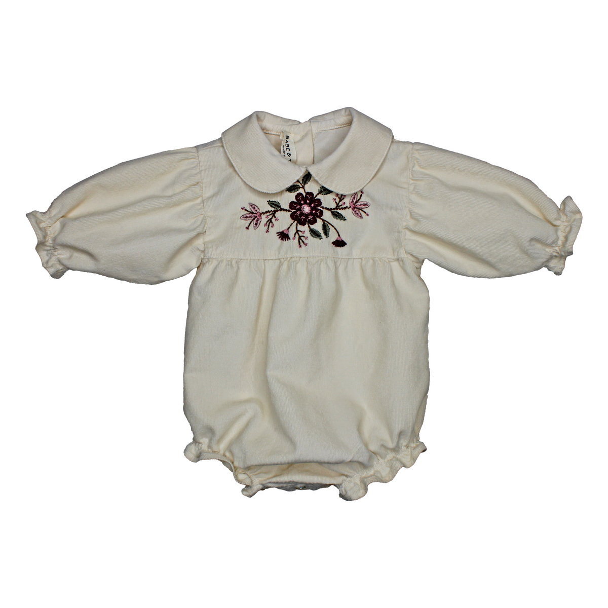 Babe & Tess Collared Flower Romper - Naturale