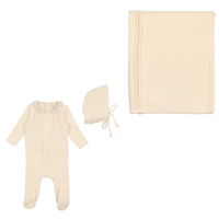 Bee & Dee Eyelet Collar Velour Layette Set