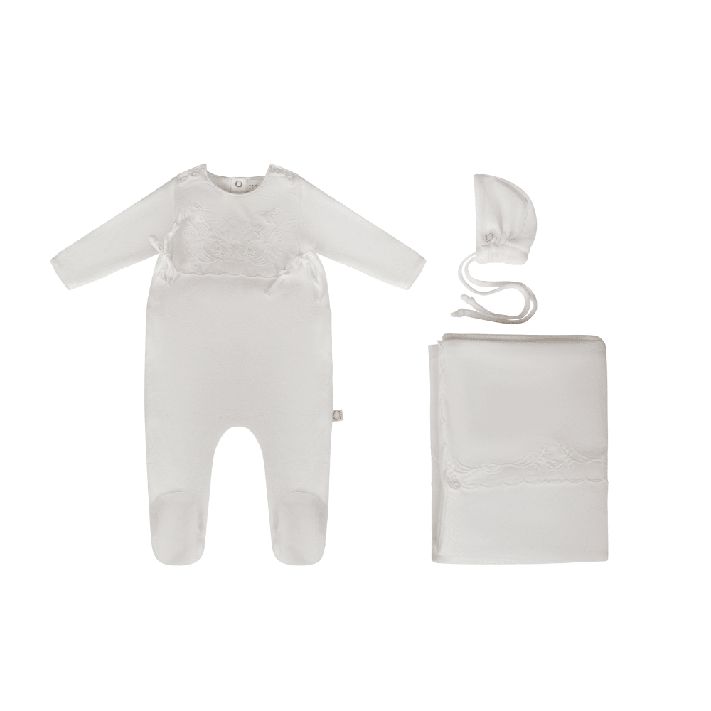 Citrine Appliqued Bib Layette Set AW23