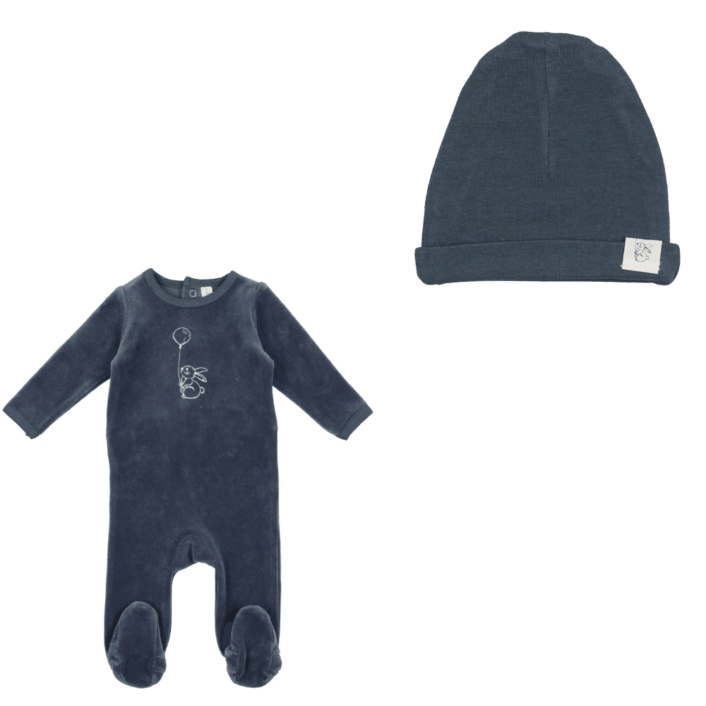 Lilette Velour Bunny Footie & Hat