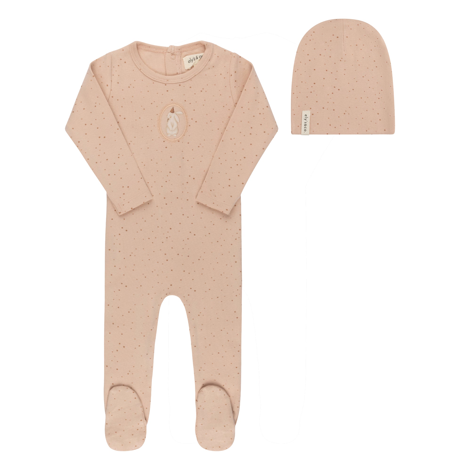 Elys & Co Bunny Footie & Beanie - Pink