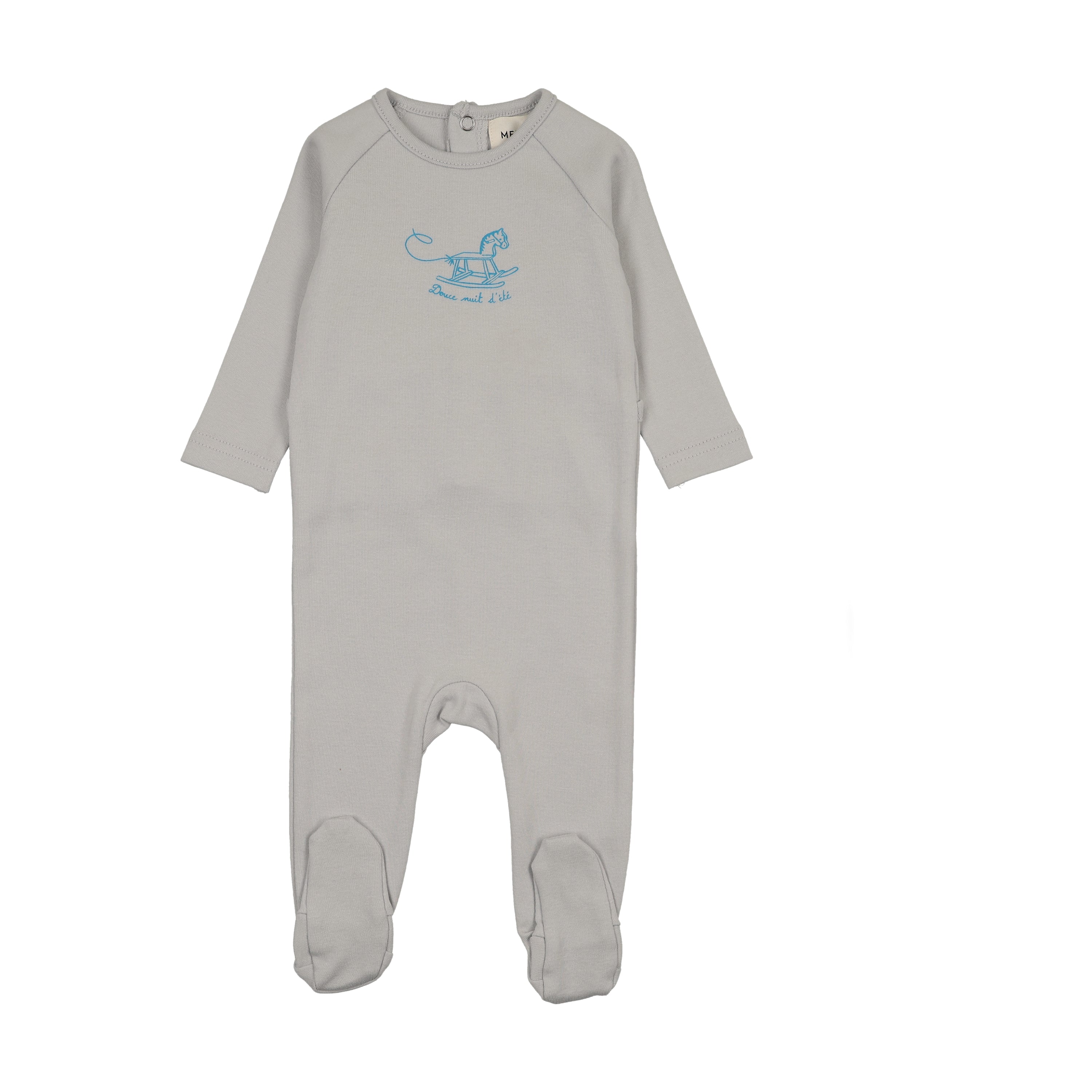 Mema Knits Horse Rocker Footie - Gray Dawn