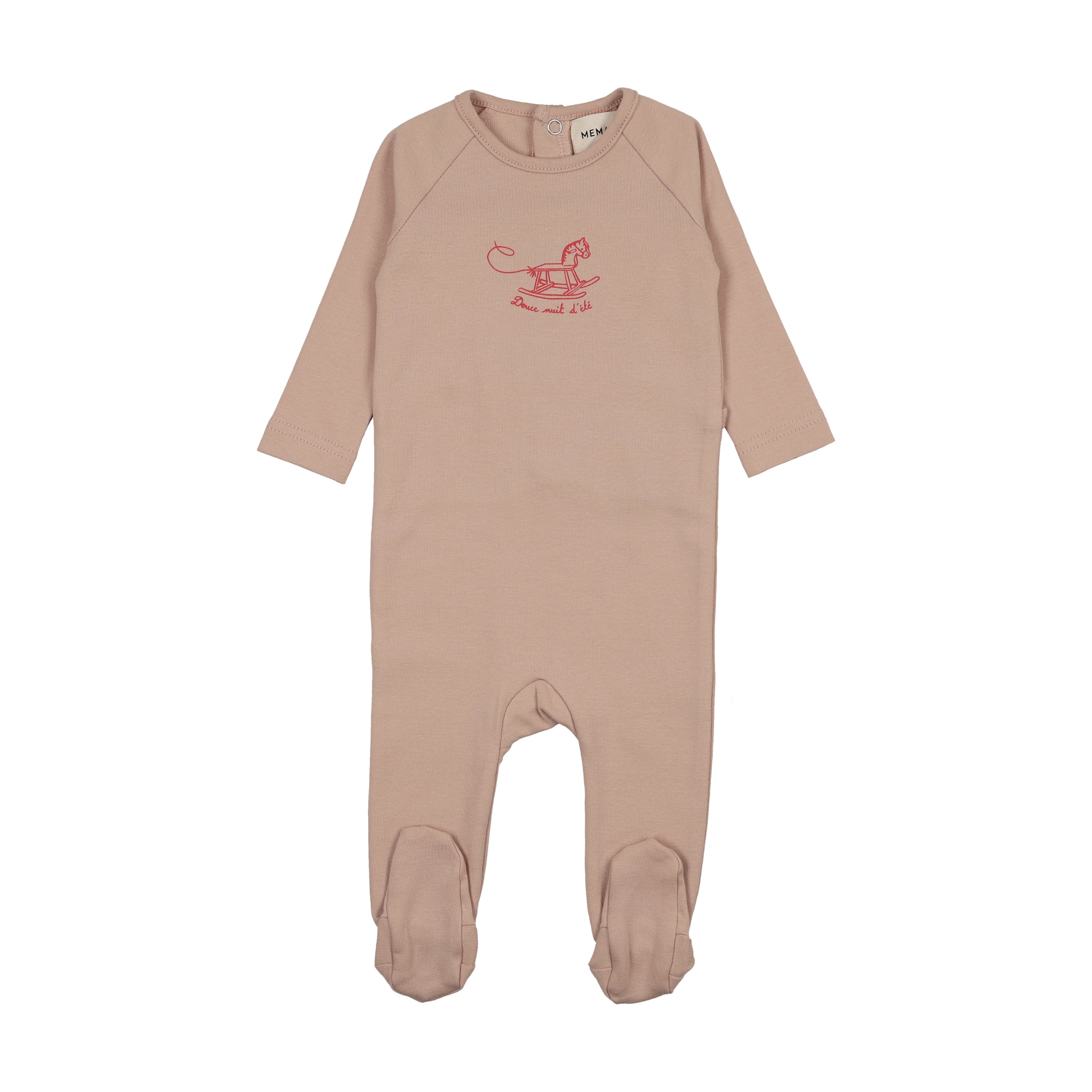 Mema Knits Horse Rocker Footie - Pale Pink