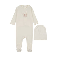 Mema Knits Horse Rocker Footie & Beanie- Ivory