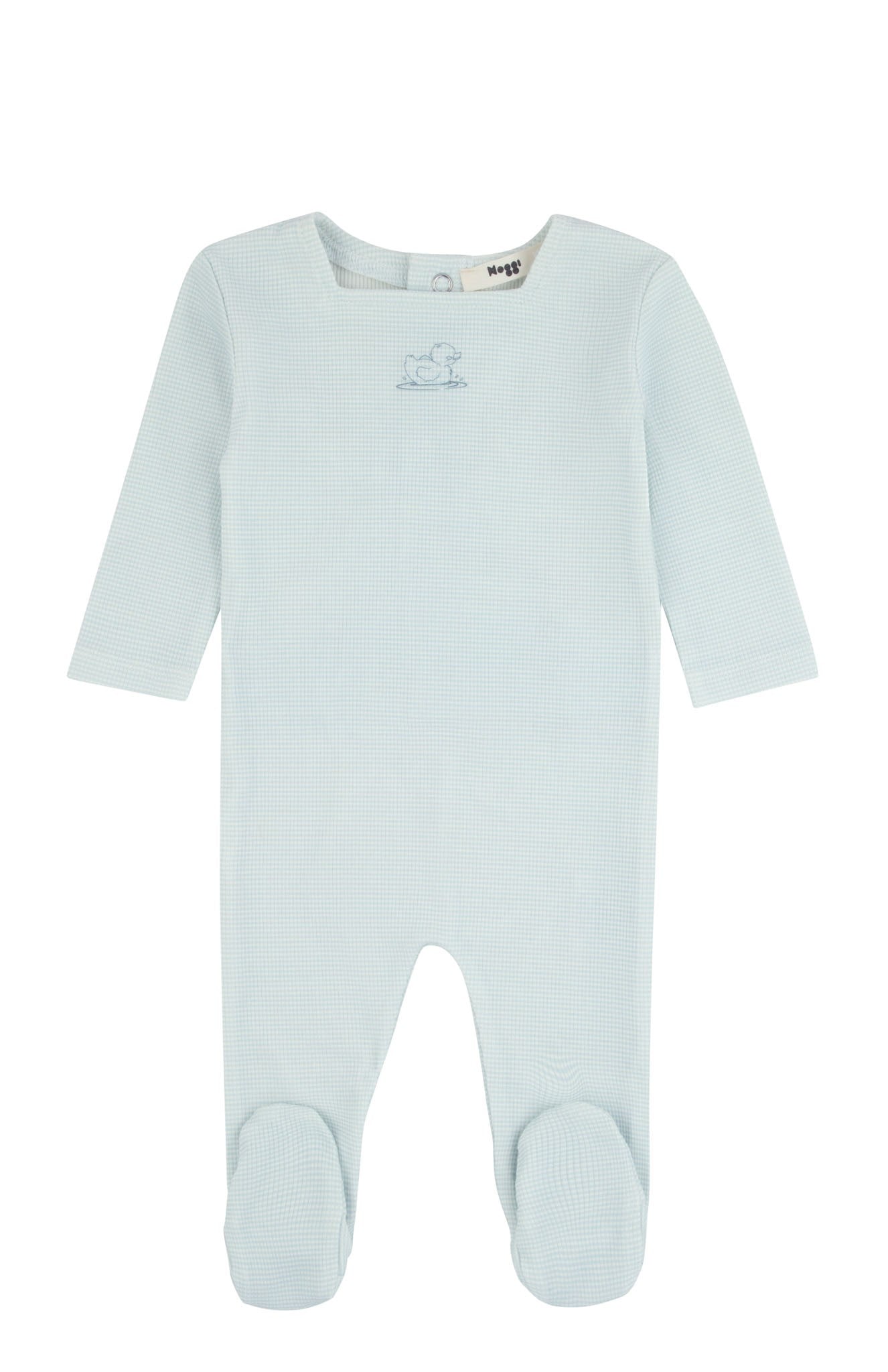 Noggi Striped Ducky Footie - Dusty Blue