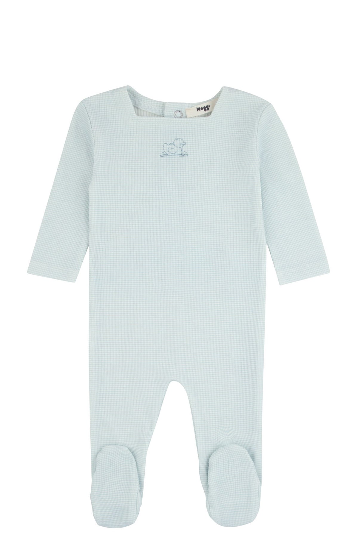 Noggi Striped Ducky Footie - Dusty Blue