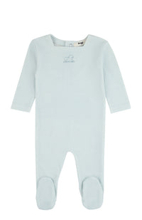 Noggi Striped Ducky Footie - Dusty Blue