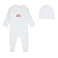 Noggi Fuzzy Sheep Footie & Beanie - Ivory/Pink
