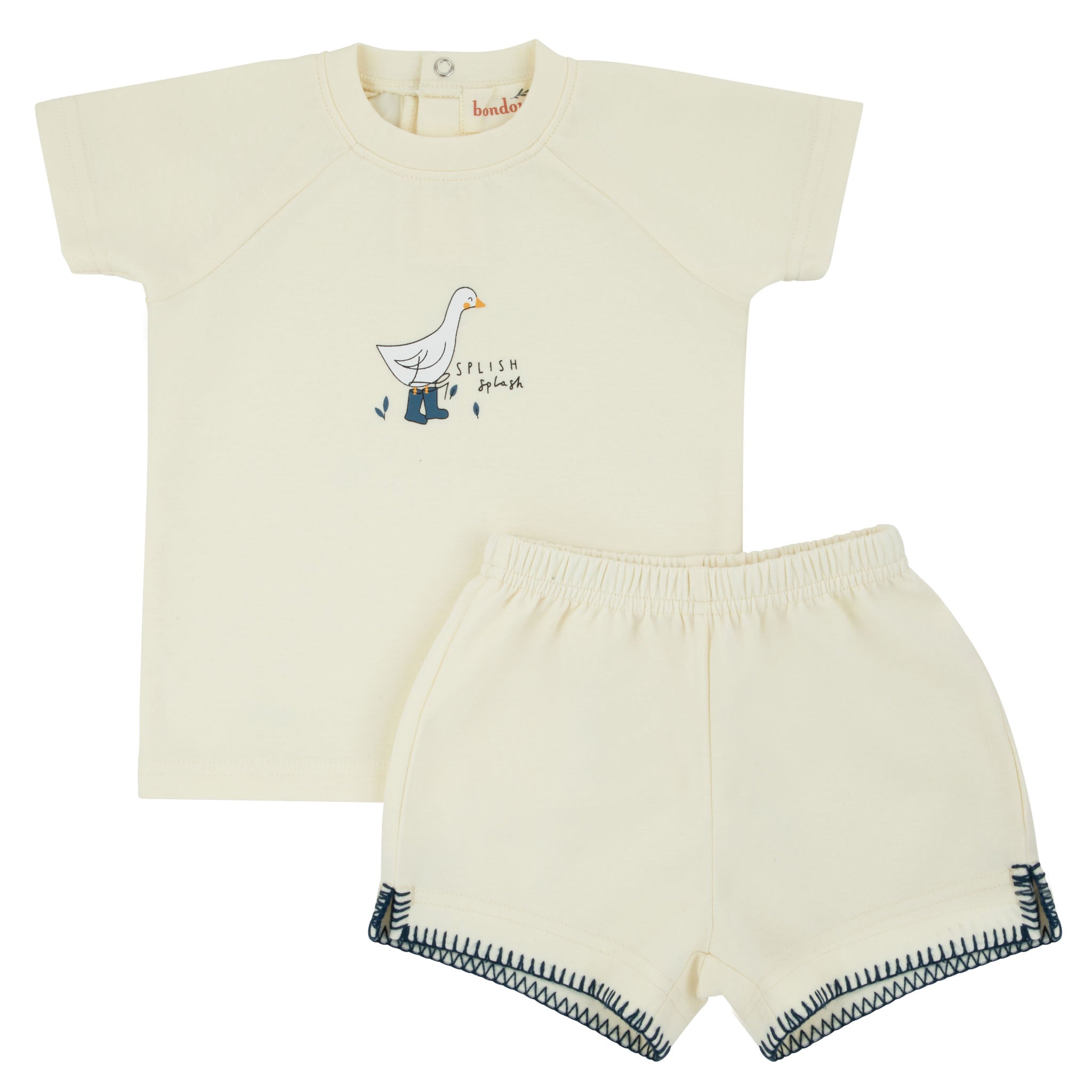 Bondoux Rainboots Ivory Top & Shorts - Navy