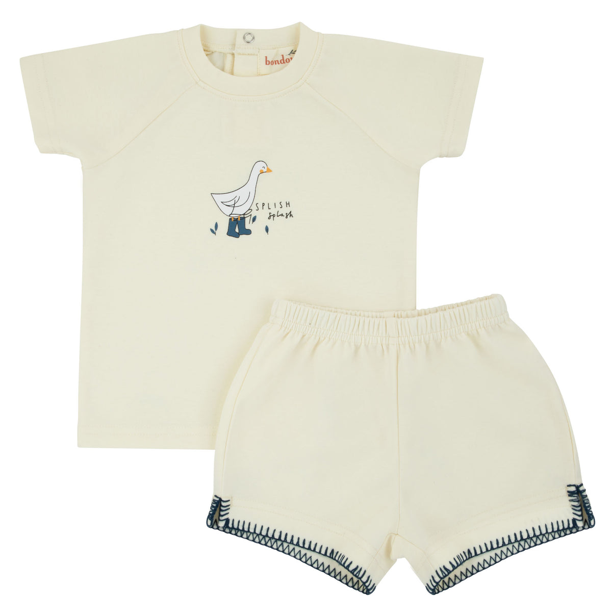 Bondoux Rainboots Ivory Top & Shorts - Navy