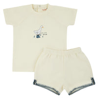 Bondoux Rainboots Ivory Top & Shorts - Navy