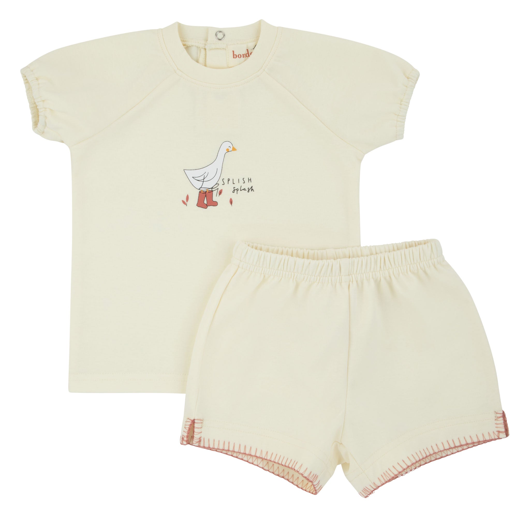 Bondoux Rainboots Ivory Top & Shorts - Peach