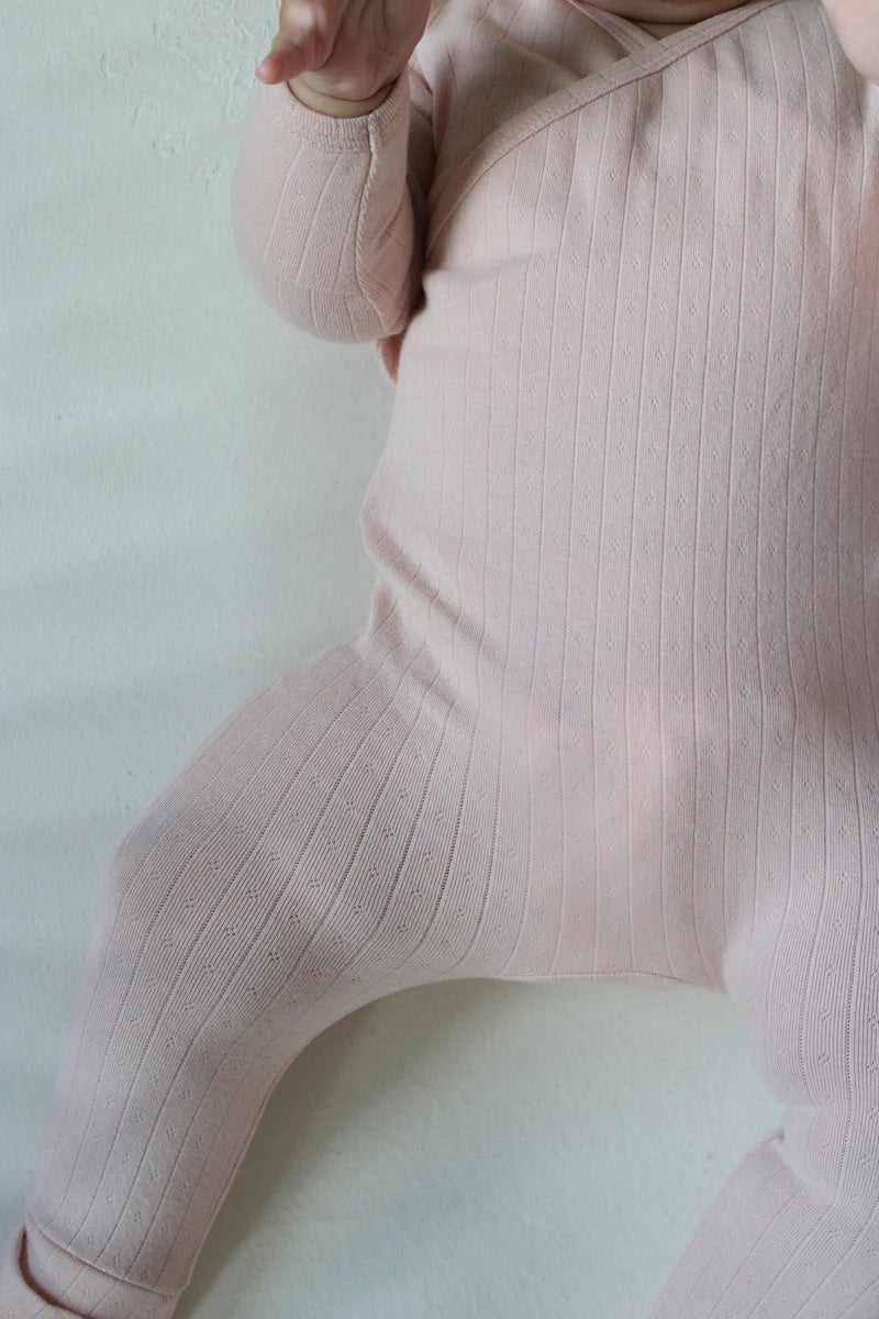 Little Threads Pointelle Wrap Footie - Pink