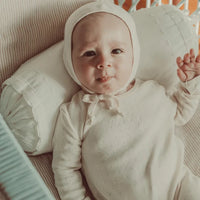 Lovely Littles Oatmilk Bebe Pointelle Footie & Bonnet