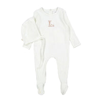 Ladida Ribbed L Center Footie & Bonnet - Pink