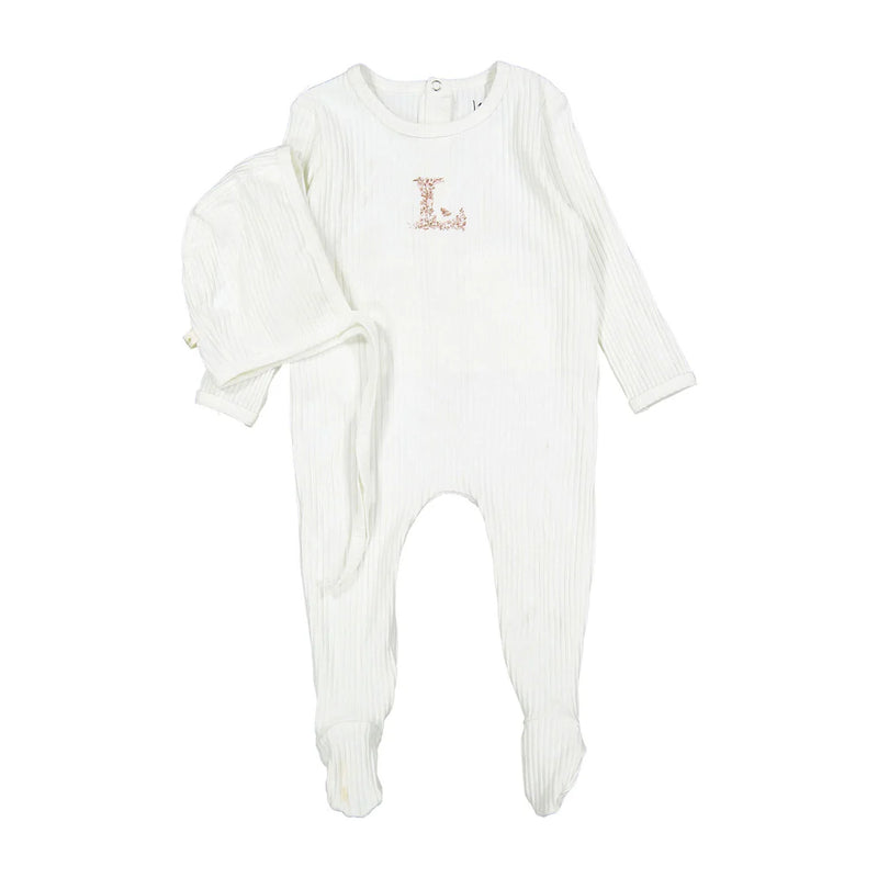 Ladida Ribbed L Center Footie & Bonnet - Pink