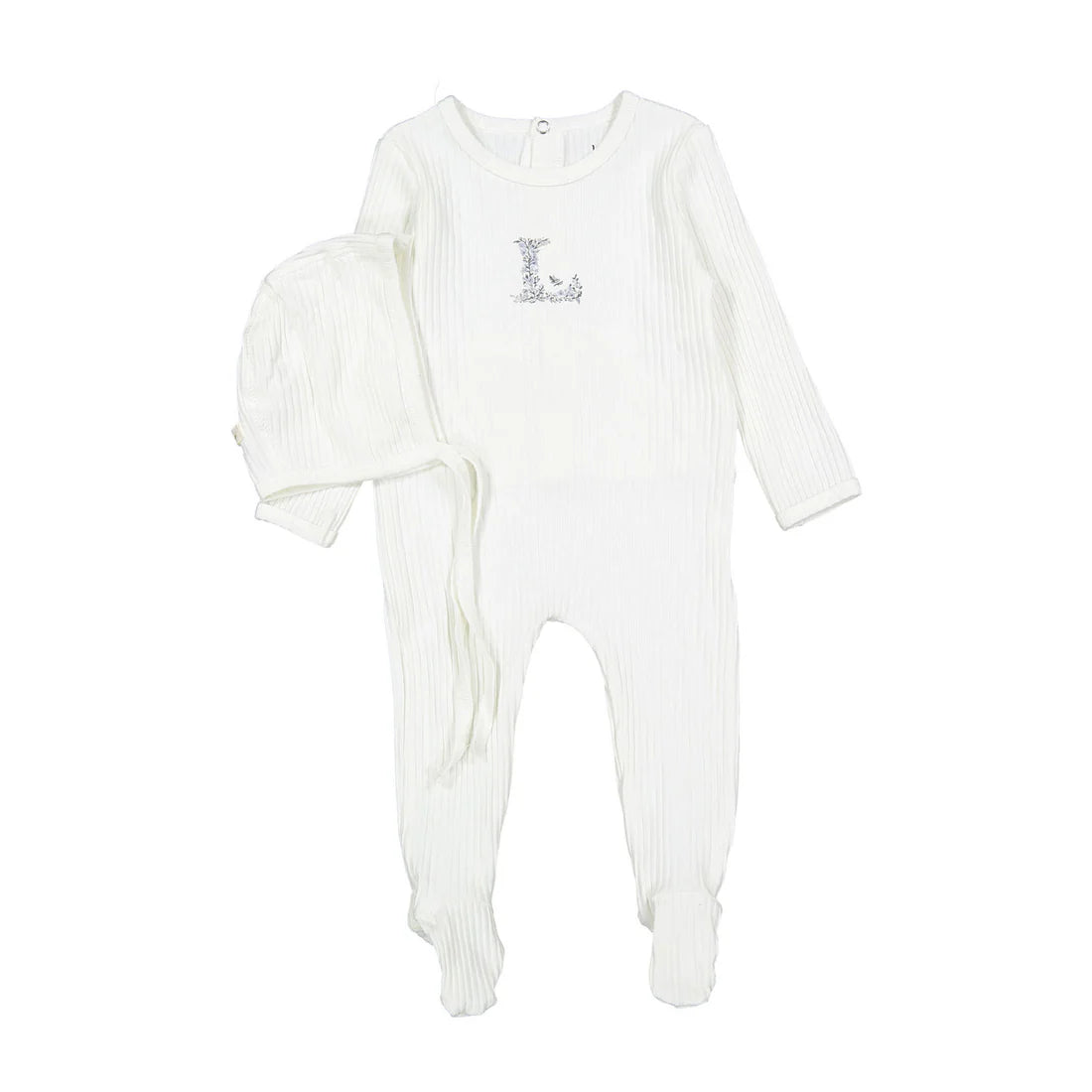 Ladida Ribbed L Center Footie & Bonnet - Blue
