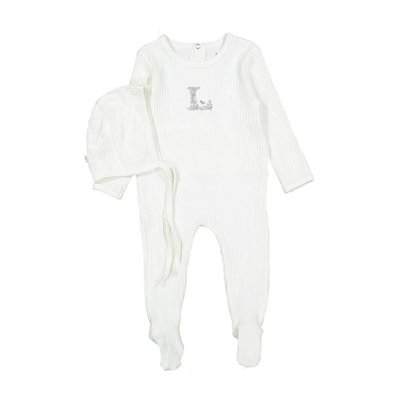 Ladida Ribbed L Center Footie & Bonnet - Blue