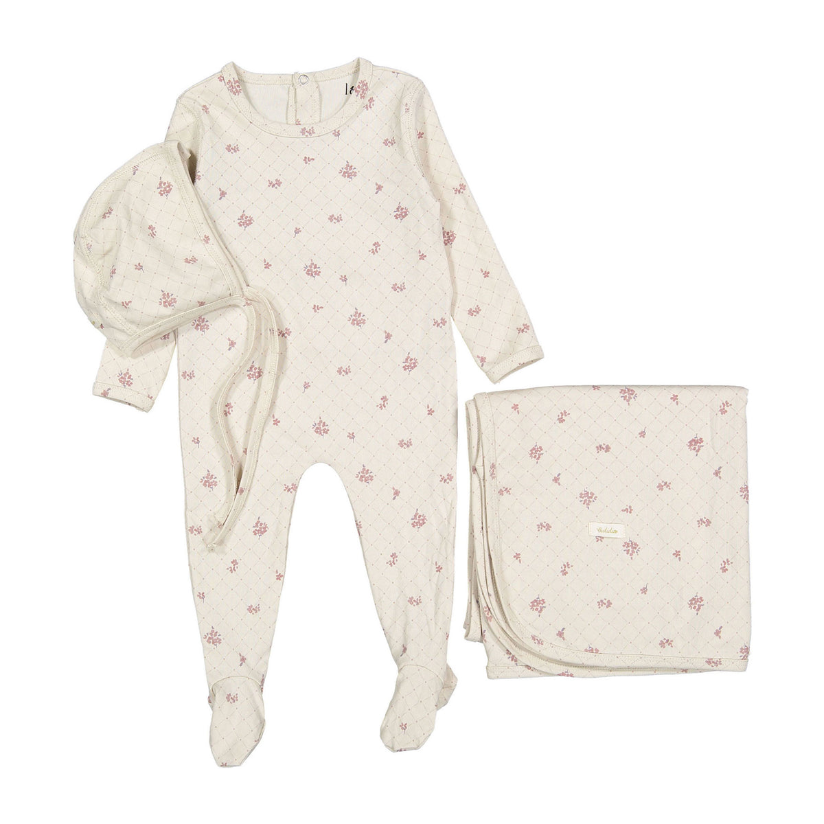 Ladida Rose Grid Print Layette Set