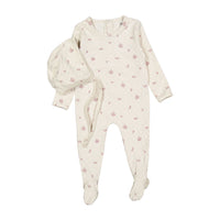 Ladida Rose Grid Print Footie & Bonnet