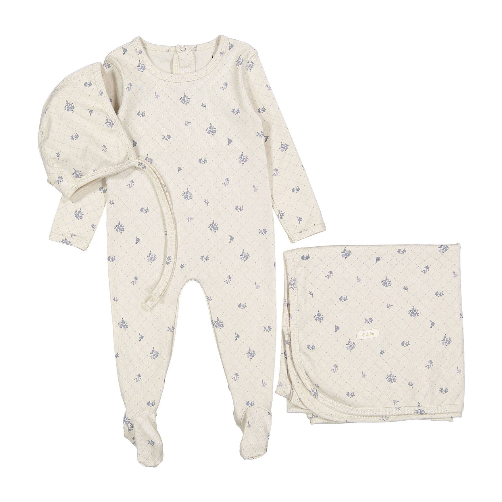 Ladida Slate Grid Print Layette Set