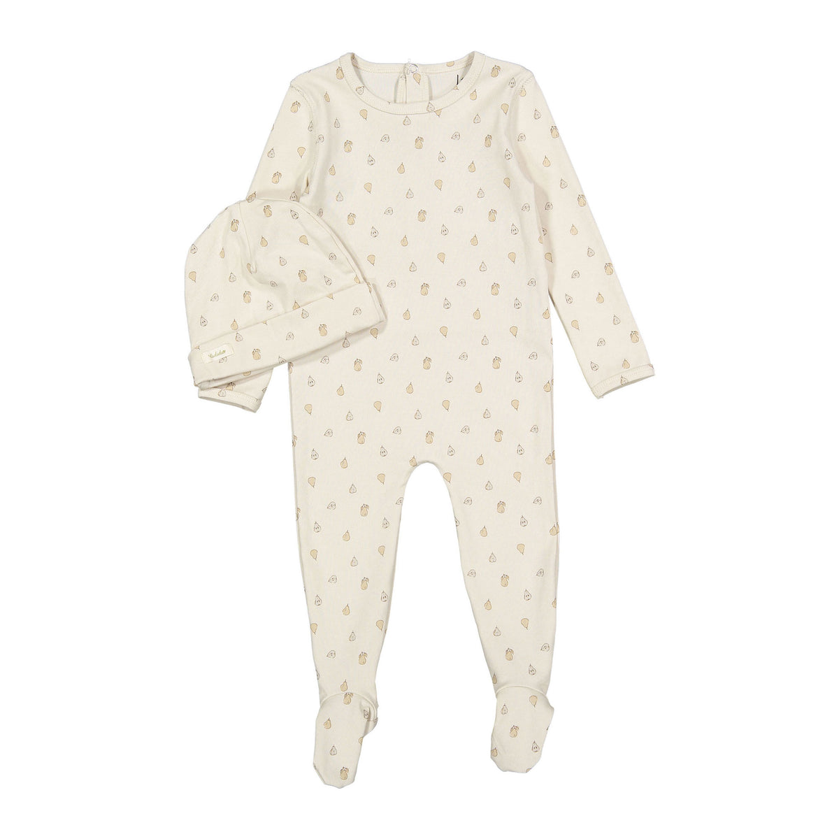 Ladida Sketched Pear Print Footie & Beanie