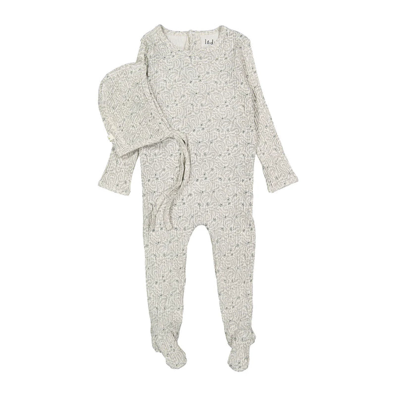 Ladida Teal Liana Print Footie & Bonnet