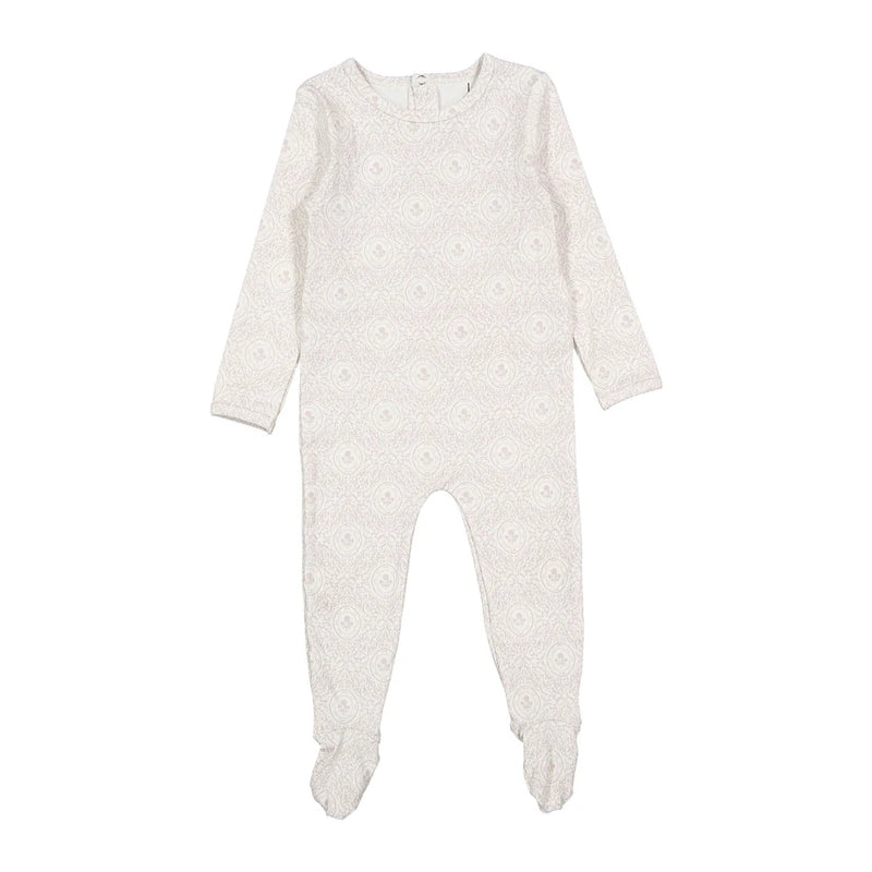 Ladida Damask Print Footie - Rose