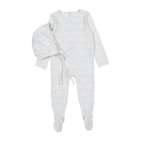 Ladida Damask Print Footie & Bonnet - Sky